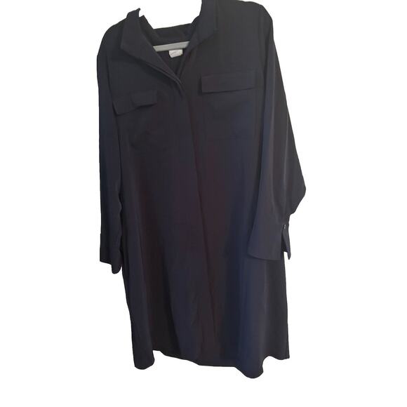 Chico’s Navy Blue Collared Swing Shirt Dress With Pockets - Picture 1 of 5